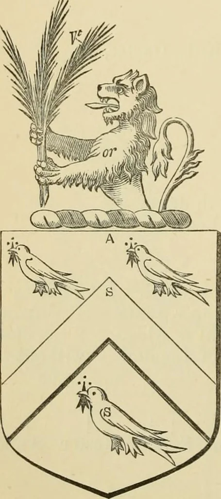 An illustration from The visitation of London, anno Domini 1633, 1634, and 1635. Made by Sr. Henry St. George, kt., Richmond herald, and deputy and marshal to Sr. Richard St. George, kt., Clarencieux king of armes, 1886, leaf 273