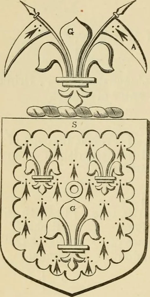 An illustration from The visitation of London, anno Domini 1633, 1634, and 1635. Made by Sr. Henry St. George, kt., Richmond herald, and deputy and marshal to Sr. Richard St. George, kt., Clarencieux king of armes, 1886, leaf 275