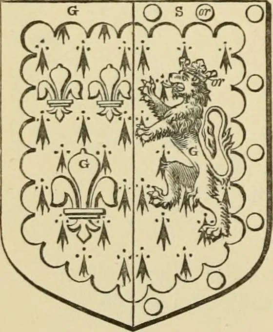 An illustration from The visitation of London, anno Domini 1633, 1634, and 1635. Made by Sr. Henry St. George, kt., Richmond herald, and deputy and marshal to Sr. Richard St. George, kt., Clarencieux king of armes, 1886, leaf 275