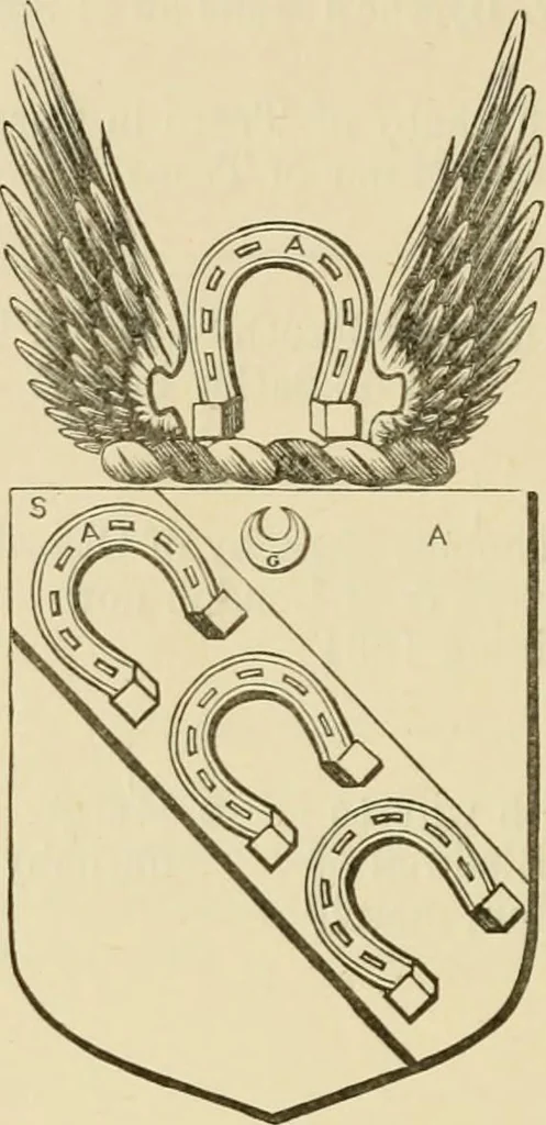 An illustration from The visitation of London, anno Domini 1633, 1634, and 1635. Made by Sr. Henry St. George, kt., Richmond herald, and deputy and marshal to Sr. Richard St. George, kt., Clarencieux king of armes, 1886, leaf 279