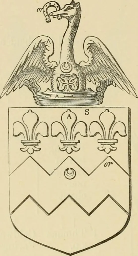 An illustration from The visitation of London, anno Domini 1633, 1634, and 1635. Made by Sr. Henry St. George, kt., Richmond herald, and deputy and marshal to Sr. Richard St. George, kt., Clarencieux king of armes, 1886, leaf 281