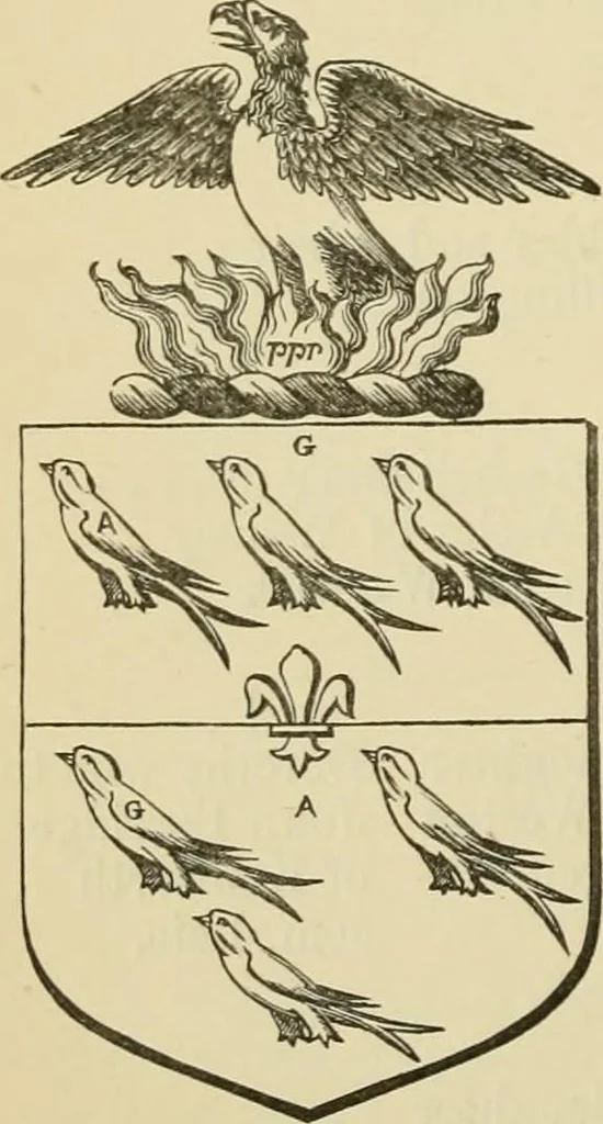 An illustration from The visitation of London, anno Domini 1633, 1634, and 1635. Made by Sr. Henry St. George, kt., Richmond herald, and deputy and marshal to Sr. Richard St. George, kt., Clarencieux king of armes, 1886, leaf 283