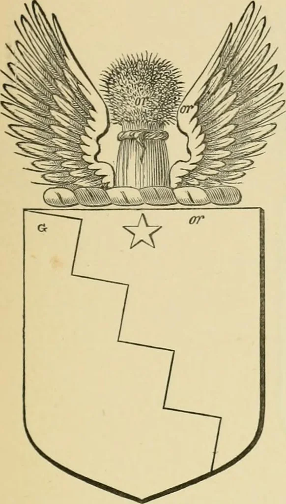 An illustration from The visitation of London, anno Domini 1633, 1634, and 1635. Made by Sr. Henry St. George, kt., Richmond herald, and deputy and marshal to Sr. Richard St. George, kt., Clarencieux king of armes, 1886, leaf 284