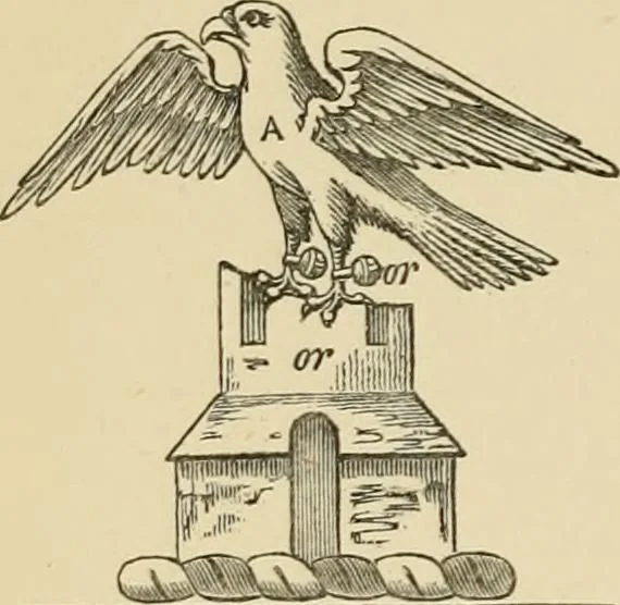 An illustration from The visitation of London, anno Domini 1633, 1634, and 1635. Made by Sr. Henry St. George, kt., Richmond herald, and deputy and marshal to Sr. Richard St. George, kt., Clarencieux king of armes, 1886, leaf 287