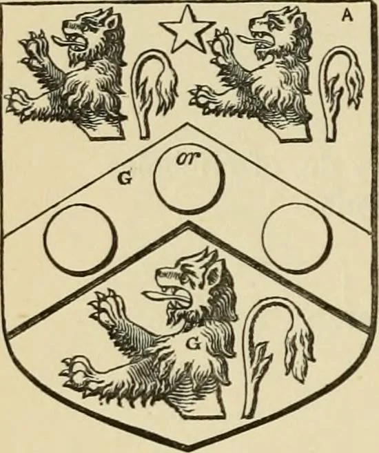 An illustration from The visitation of London, anno Domini 1633, 1634, and 1635. Made by Sr. Henry St. George, kt., Richmond herald, and deputy and marshal to Sr. Richard St. George, kt., Clarencieux king of armes, 1886, leaf 289