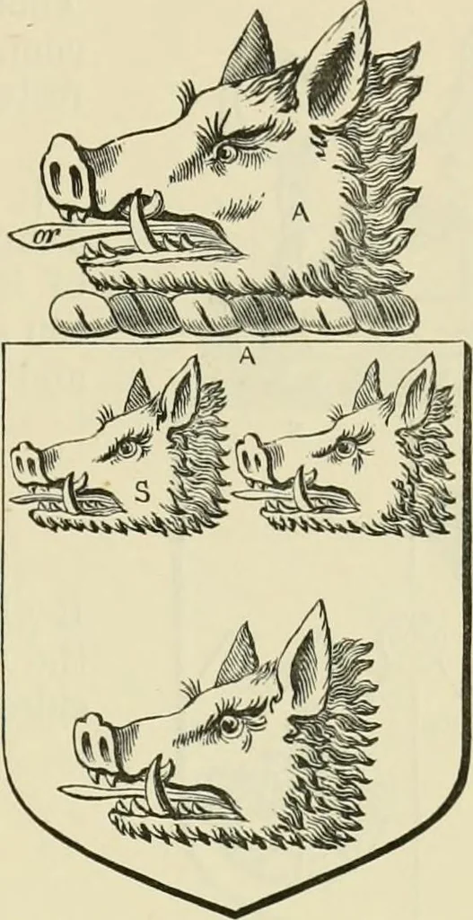 An illustration from The visitation of London, anno Domini 1633, 1634, and 1635. Made by Sr. Henry St. George, kt., Richmond herald, and deputy and marshal to Sr. Richard St. George, kt., Clarencieux king of armes, 1886, leaf 298