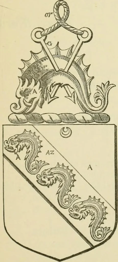 An illustration from The visitation of London, anno Domini 1633, 1634, and 1635. Made by Sr. Henry St. George, kt., Richmond herald, and deputy and marshal to Sr. Richard St. George, kt., Clarencieux king of armes, 1886, leaf 304