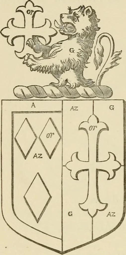 An illustration from The visitation of London, anno Domini 1633, 1634, and 1635. Made by Sr. Henry St. George, kt., Richmond herald, and deputy and marshal to Sr. Richard St. George, kt., Clarencieux king of armes, 1886, leaf 307