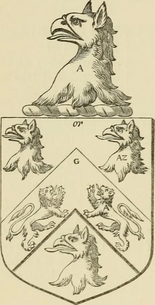An illustration from The visitation of London, anno Domini 1633, 1634, and 1635. Made by Sr. Henry St. George, kt., Richmond herald, and deputy and marshal to Sr. Richard St. George, kt., Clarencieux king of armes, 1886, leaf 313