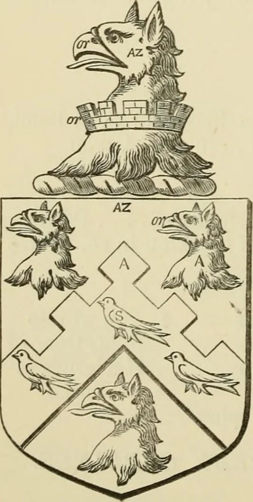 An illustration from The visitation of London, anno Domini 1633, 1634, and 1635. Made by Sr. Henry St. George, kt., Richmond herald, and deputy and marshal to Sr. Richard St. George, kt., Clarencieux king of armes, 1886, leaf 313