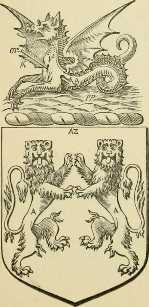 An illustration from The visitation of London, anno Domini 1633, 1634, and 1635. Made by Sr. Henry St. George, kt., Richmond herald, and deputy and marshal to Sr. Richard St. George, kt., Clarencieux king of armes, 1886, leaf 314