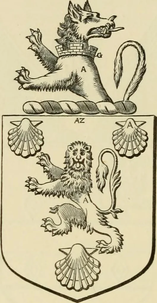 An illustration from The visitation of London, anno Domini 1633, 1634, and 1635. Made by Sr. Henry St. George, kt., Richmond herald, and deputy and marshal to Sr. Richard St. George, kt., Clarencieux king of armes, 1886, leaf 323