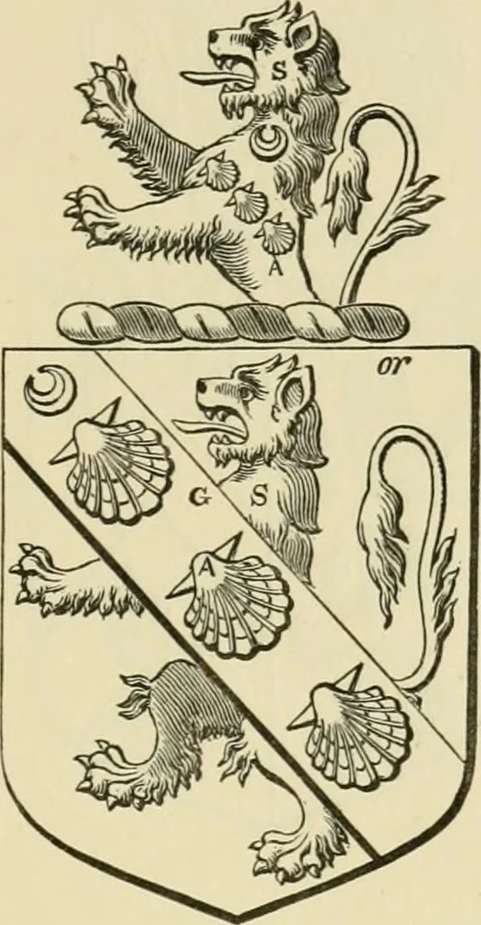 An illustration from The visitation of London, anno Domini 1633, 1634, and 1635. Made by Sr. Henry St. George, kt., Richmond herald, and deputy and marshal to Sr. Richard St. George, kt., Clarencieux king of armes, 1886, leaf 324