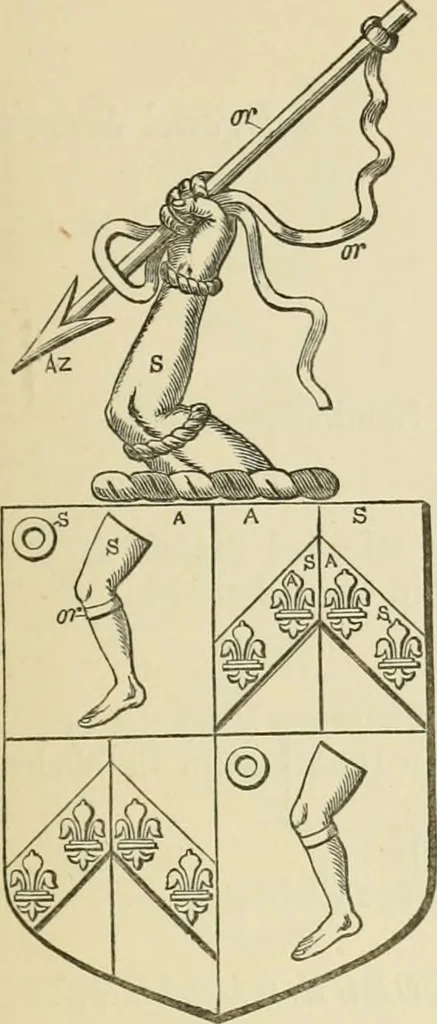 An illustration from The visitation of London, anno Domini 1633, 1634, and 1635. Made by Sr. Henry St. George, kt., Richmond herald, and deputy and marshal to Sr. Richard St. George, kt., Clarencieux king of armes, 1886, leaf 328