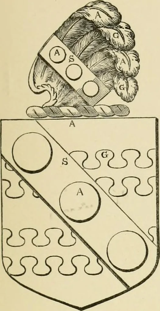 An illustration from The visitation of London, anno Domini 1633, 1634, and 1635. Made by Sr. Henry St. George, kt., Richmond herald, and deputy and marshal to Sr. Richard St. George, kt., Clarencieux king of armes, 1886, leaf 348