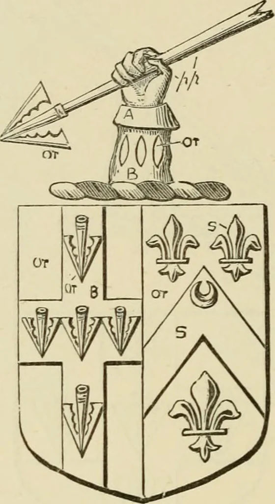 An illustration from The visitation of London, anno Domini 1633, 1634, and 1635. Made by Sr. Henry St. George, kt., Richmond herald, and deputy and marshal to Sr. Richard St. George, kt., Clarencieux king of armes, 1886, leaf 367