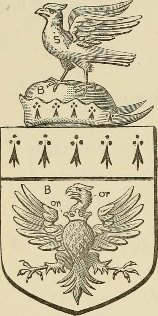 An illustration from The visitation of London, anno Domini 1633, 1634, and 1635. Made by Sr. Henry St. George, kt., Richmond herald, and deputy and marshal to Sr. Richard St. George, kt., Clarencieux king of armes, 1886, leaf 369