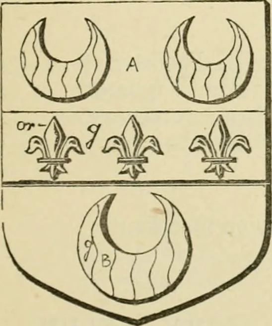 An illustration from The visitation of London, anno Domini 1633, 1634, and 1635. Made by Sr. Henry St. George, kt., Richmond herald, and deputy and marshal to Sr. Richard St. George, kt., Clarencieux king of armes, 1886, leaf 384