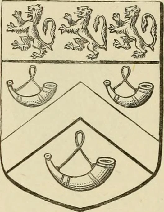An illustration from The visitation of London, anno Domini 1633, 1634, and 1635. Made by Sr. Henry St. George, kt., Richmond herald, and deputy and marshal to Sr. Richard St. George, kt., Clarencieux king of armes, 1886, leaf 387