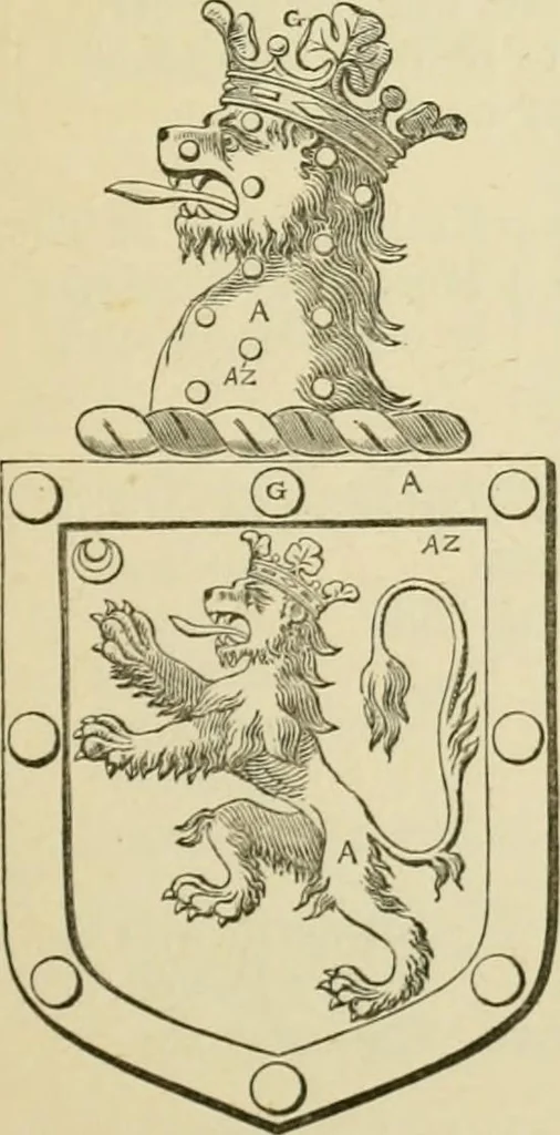 An illustration from The visitation of London, anno Domini 1633, 1634, and 1635. Made by Sr. Henry St. George, kt., Richmond herald, and deputy and marshal to Sr. Richard St. George, kt., Clarencieux king of armes, 1886, leaf 388