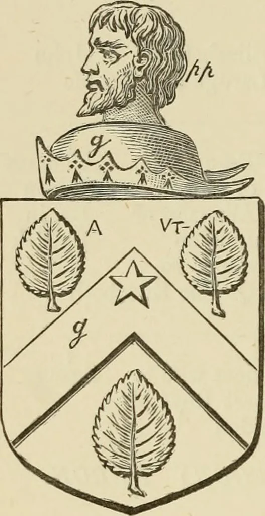 An illustration from The visitation of London, anno Domini 1633, 1634, and 1635. Made by Sr. Henry St. George, kt., Richmond herald, and deputy and marshal to Sr. Richard St. George, kt., Clarencieux king of armes, 1886, leaf 393