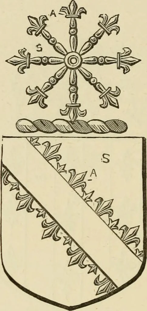 An illustration from The visitation of London, anno Domini 1633, 1634, and 1635. Made by Sr. Henry St. George, kt., Richmond herald, and deputy and marshal to Sr. Richard St. George, kt., Clarencieux king of armes, 1886, leaf 395