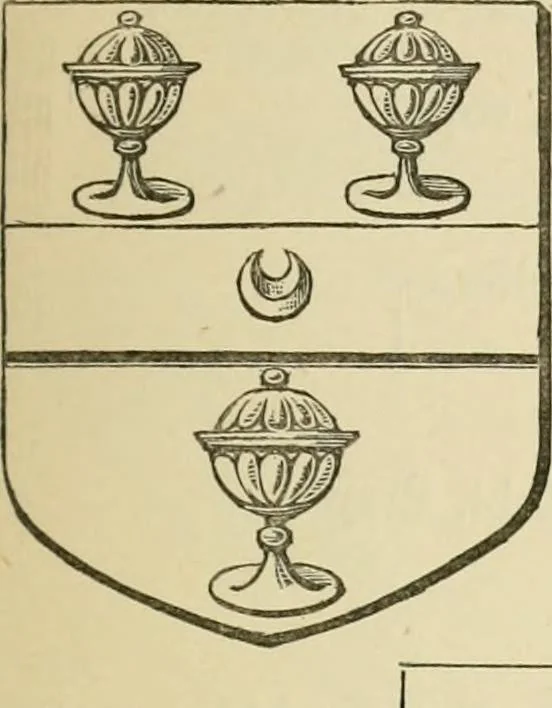 An illustration from The visitation of London, anno Domini 1633, 1634, and 1635. Made by Sr. Henry St. George, kt., Richmond herald, and deputy and marshal to Sr. Richard St. George, kt., Clarencieux king of armes, 1886, leaf 402