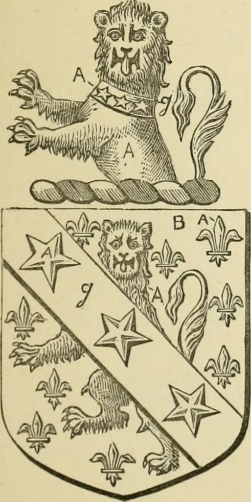 An illustration from The visitation of London, anno Domini 1633, 1634, and 1635. Made by Sr. Henry St. George, kt., Richmond herald, and deputy and marshal to Sr. Richard St. George, kt., Clarencieux king of armes, 1886, leaf 402