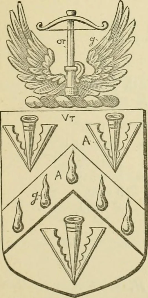 An illustration from The visitation of London, anno Domini 1633, 1634, and 1635. Made by Sr. Henry St. George, kt., Richmond herald, and deputy and marshal to Sr. Richard St. George, kt., Clarencieux king of armes, 1886, leaf 404