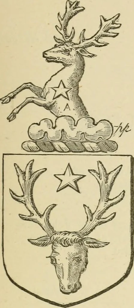 An illustration from The visitation of London, anno Domini 1633, 1634, and 1635. Made by Sr. Henry St. George, kt., Richmond herald, and deputy and marshal to Sr. Richard St. George, kt., Clarencieux king of armes, 1886, leaf 408