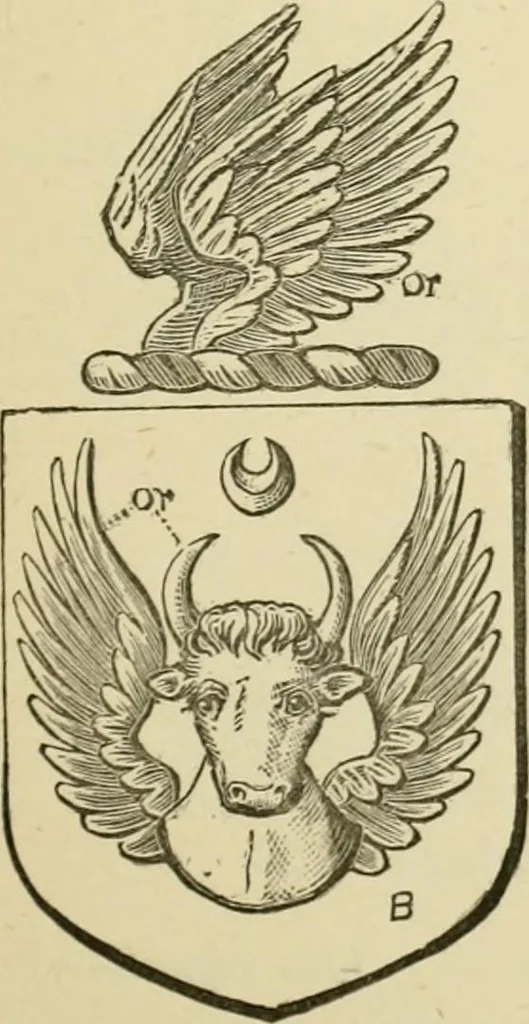 An illustration from The visitation of London, anno Domini 1633, 1634, and 1635. Made by Sr. Henry St. George, kt., Richmond herald, and deputy and marshal to Sr. Richard St. George, kt., Clarencieux king of armes, 1886, leaf 408
