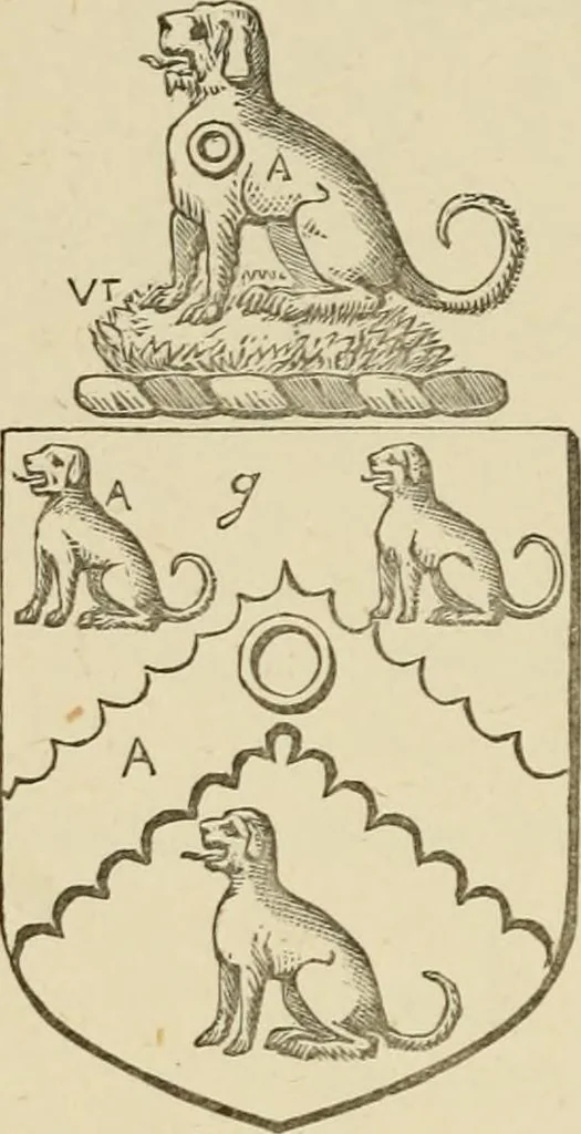An illustration from The visitation of London, anno Domini 1633, 1634, and 1635. Made by Sr. Henry St. George, kt., Richmond herald, and deputy and marshal to Sr. Richard St. George, kt., Clarencieux king of armes, 1886, leaf 415