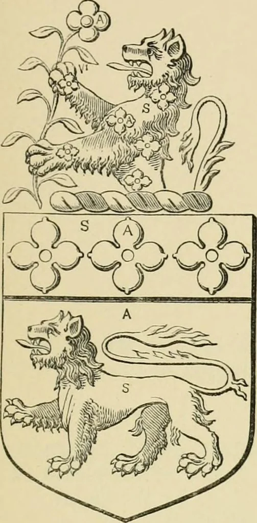 An illustration from The visitation of London, anno Domini 1633, 1634, and 1635. Made by Sr. Henry St. George, kt., Richmond herald, and deputy and marshal to Sr. Richard St. George, kt., Clarencieux king of armes, 1886, leaf 54
