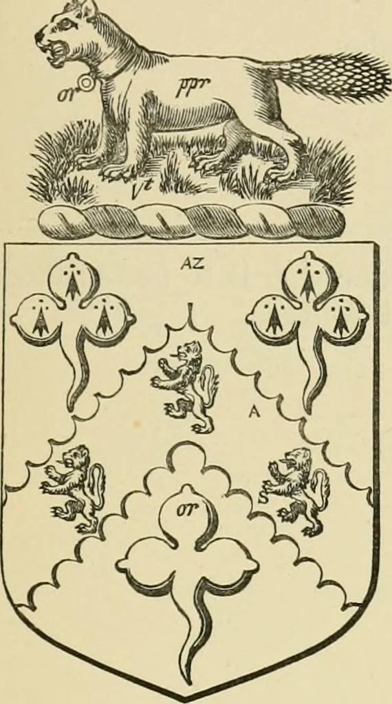 An illustration from The visitation of London, anno Domini 1633, 1634, and 1635. Made by Sr. Henry St. George, kt., Richmond herald, and deputy and marshal to Sr. Richard St. George, kt., Clarencieux king of armes, 1886, leaf 66