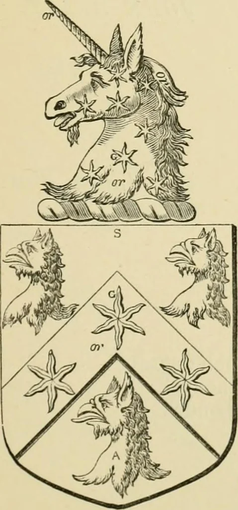 An illustration from The visitation of London, anno Domini 1633, 1634, and 1635. Made by Sr. Henry St. George, kt., Richmond herald, and deputy and marshal to Sr. Richard St. George, kt., Clarencieux king of armes, 1886, leaf 70