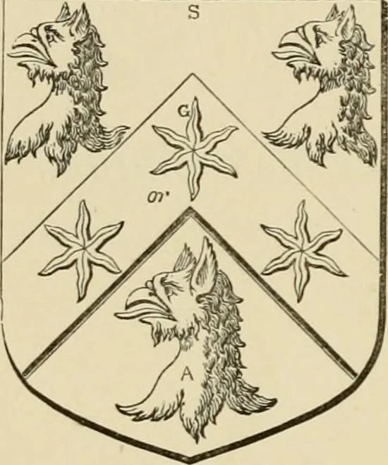 An illustration from The visitation of London, anno Domini 1633, 1634, and 1635. Made by Sr. Henry St. George, kt., Richmond herald, and deputy and marshal to Sr. Richard St. George, kt., Clarencieux king of armes, 1886, leaf 71