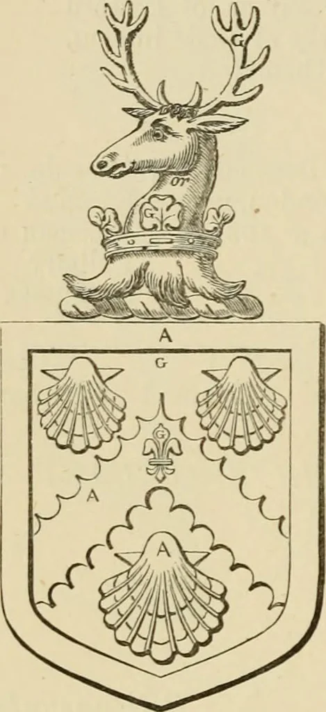 An illustration from The visitation of London, anno Domini 1633, 1634, and 1635. Made by Sr. Henry St. George, kt., Richmond herald, and deputy and marshal to Sr. Richard St. George, kt., Clarencieux king of armes, 1886, leaf 73