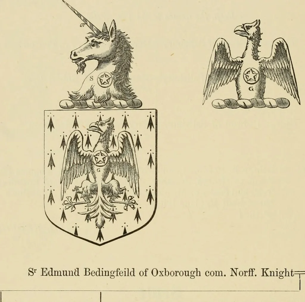 An illustration from The visitation of London, anno Domini 1633, 1634, and 1635. Made by Sr. Henry St. George, kt., Richmond herald, and deputy and marshal to Sr. Richard St. George, kt., Clarencieux king of armes, 1886, leaf 75