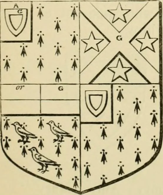 An illustration from The visitation of London, anno Domini 1633, 1634, and 1635. Made by Sr. Henry St. George, kt., Richmond herald, and deputy and marshal to Sr. Richard St. George, kt., Clarencieux king of armes, 1886, leaf 82