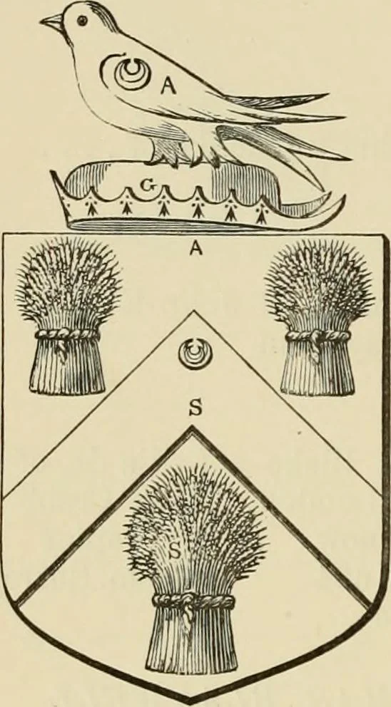 An illustration from The visitation of London, anno Domini 1633, 1634, and 1635. Made by Sr. Henry St. George, kt., Richmond herald, and deputy and marshal to Sr. Richard St. George, kt., Clarencieux king of armes, 1886, leaf 91