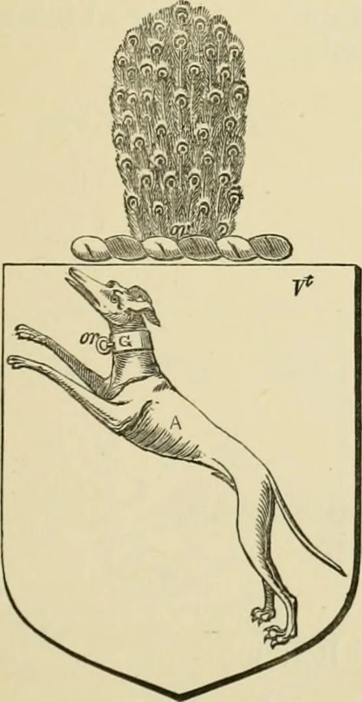 An illustration from The visitation of London, anno Domini 1633, 1634, and 1635. Made by Sr. Henry St. George, kt., Richmond herald, and deputy and marshal to Sr. Richard St. George, kt., Clarencieux king of armes, 1886, leaf 94