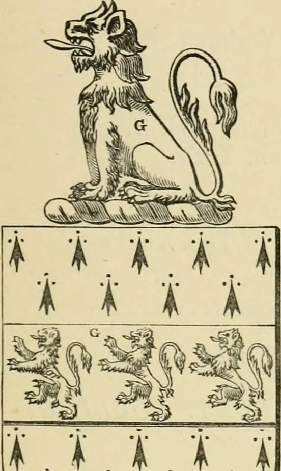 An illustration from The visitation of London, anno Domini 1633, 1634, and 1635. Made by Sr. Henry St. George, kt., Richmond herald, and deputy and marshal to Sr. Richard St. George, kt., Clarencieux king of armes, 1886, leaf 96
