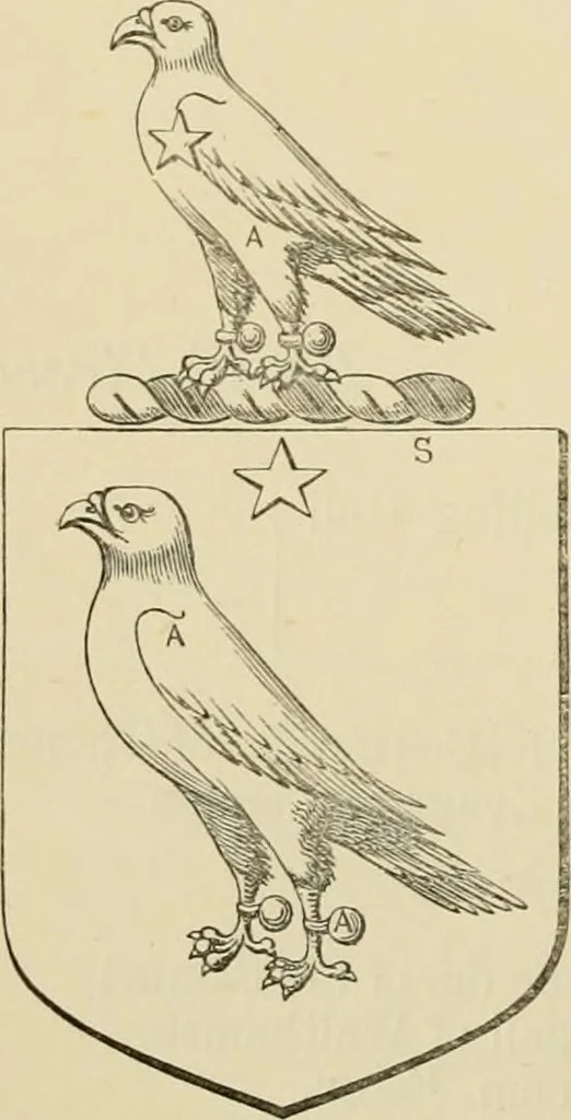 An illustration from The visitation of London, anno Domini 1633, 1634, and 1635. Made by Sr. Henry St. George, kt., Richmond herald, and deputy and marshal to Sr. Richard St. George, kt., Clarencieux king of armes, 1886, leaf 97