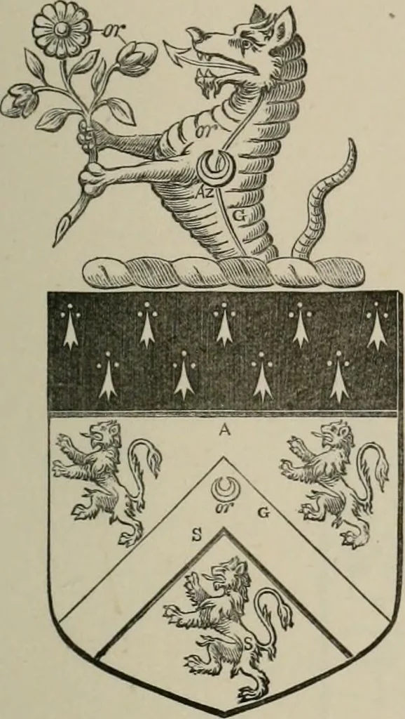 An illustration from The visitation of London : anno Domini 1633, 1634, and 1635. Made by Sr. Henry St. George, kt., Richmond herald, and deputy and marshal to Sr. Richard St. George, kt., Clarencieux king of armes, 1880, leaf 100