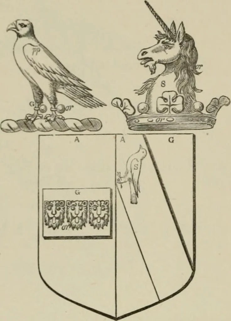 An illustration from The visitation of London : anno Domini 1633, 1634, and 1635. Made by Sr. Henry St. George, kt., Richmond herald, and deputy and marshal to Sr. Richard St. George, kt., Clarencieux king of armes, 1880, leaf 107