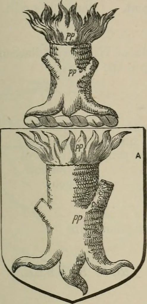 An illustration from The visitation of London : anno Domini 1633, 1634, and 1635. Made by Sr. Henry St. George, kt., Richmond herald, and deputy and marshal to Sr. Richard St. George, kt., Clarencieux king of armes, 1880, leaf 110