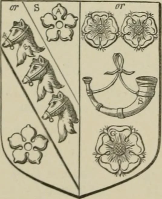 An illustration from The visitation of London : anno Domini 1633, 1634, and 1635. Made by Sr. Henry St. George, kt., Richmond herald, and deputy and marshal to Sr. Richard St. George, kt., Clarencieux king of armes, 1880, leaf 111