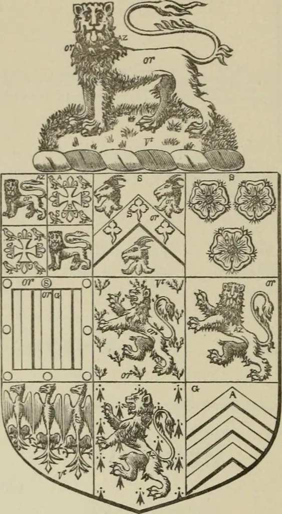An illustration from The visitation of London : anno Domini 1633, 1634, and 1635. Made by Sr. Henry St. George, kt., Richmond herald, and deputy and marshal to Sr. Richard St. George, kt., Clarencieux king of armes, 1880, leaf 117