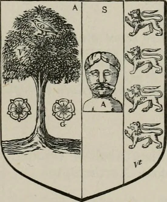 An illustration from The visitation of London : anno Domini 1633, 1634, and 1635. Made by Sr. Henry St. George, kt., Richmond herald, and deputy and marshal to Sr. Richard St. George, kt., Clarencieux king of armes, 1880, leaf 12