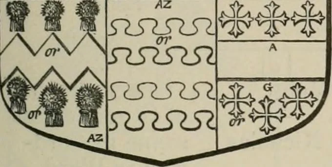 An illustration from The visitation of London : anno Domini 1633, 1634, and 1635. Made by Sr. Henry St. George, kt., Richmond herald, and deputy and marshal to Sr. Richard St. George, kt., Clarencieux king of armes, 1880, leaf 120